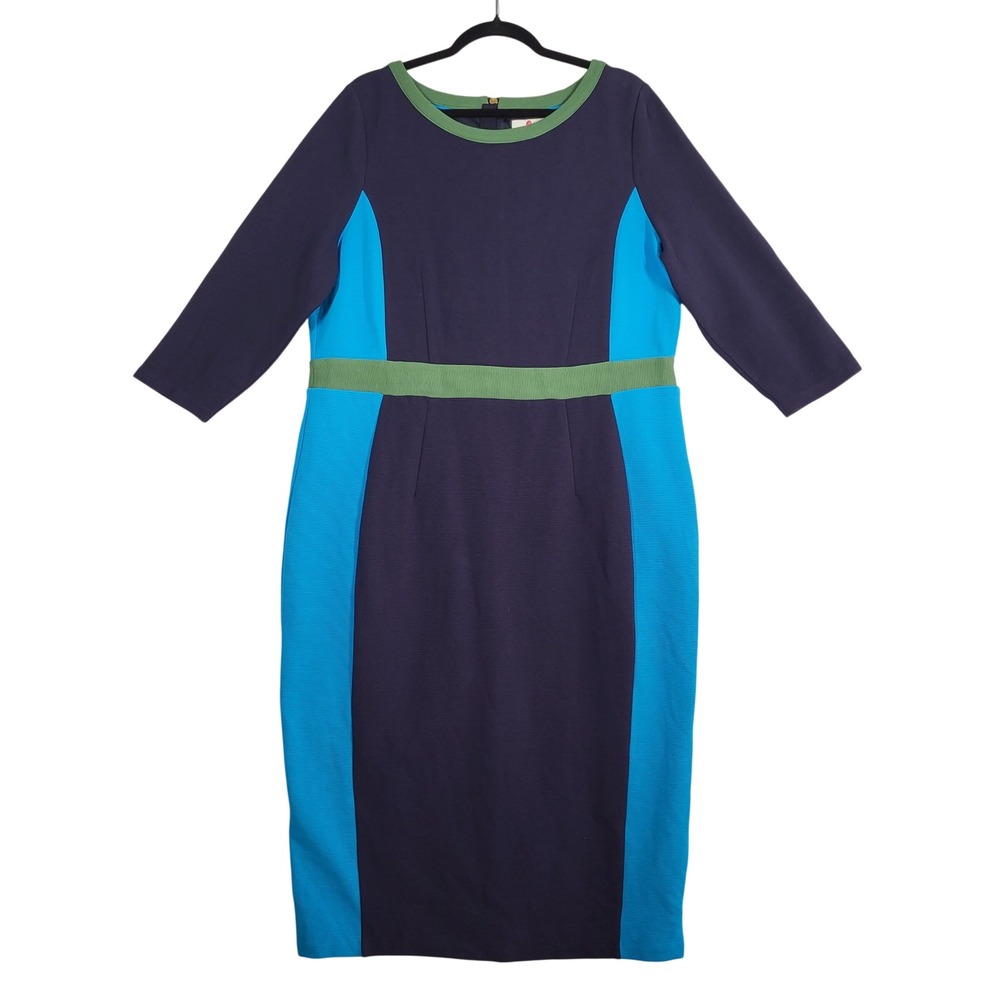 Boden Long Sleeve Colorblock Dress - Navy and Blue